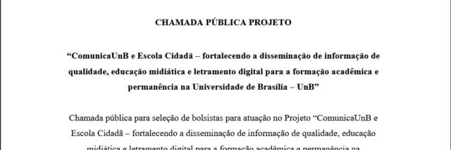 Edital ComunicaUnB e Escola Cidadã