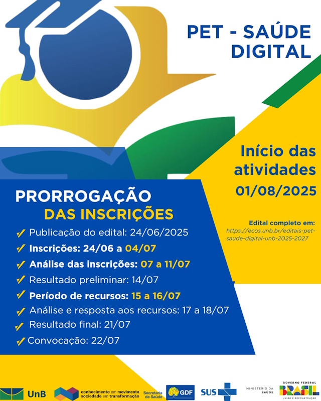 Editais PET Saúde Digital UnB 2025-2027